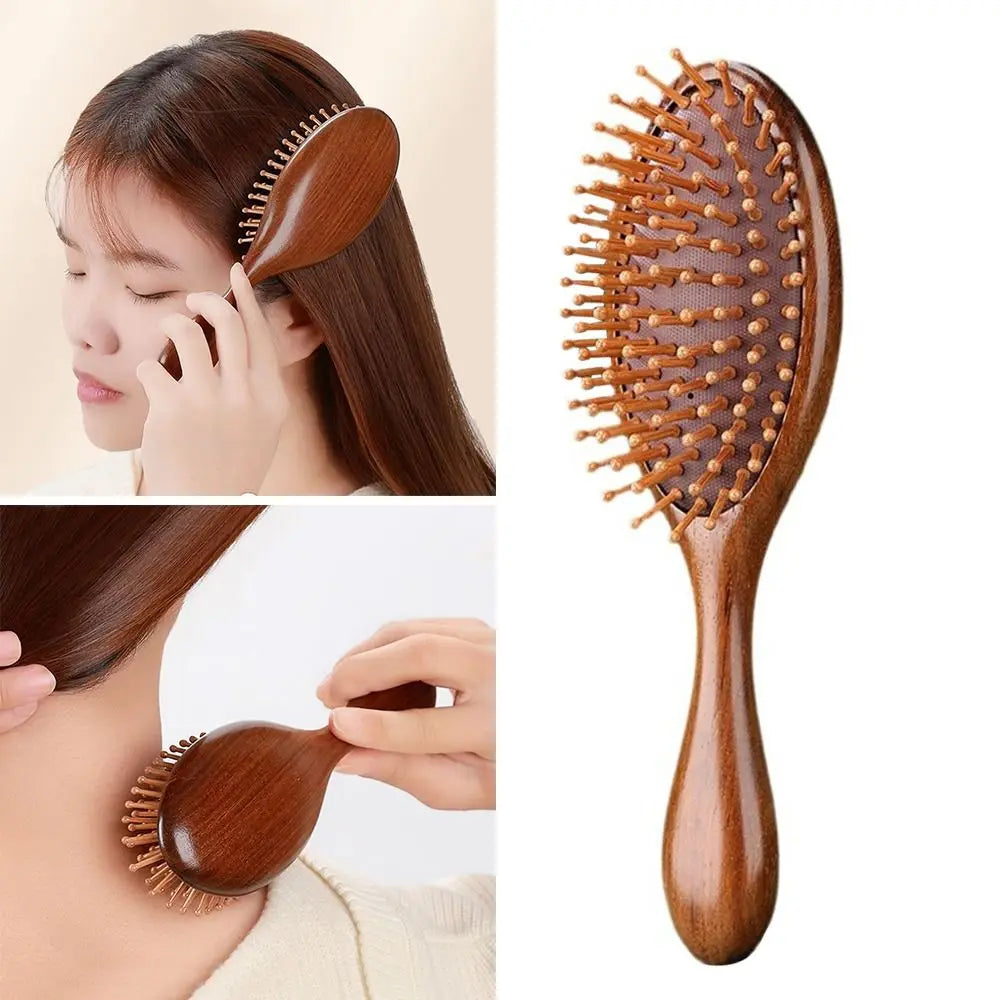 Portable Golden Silk Sandalwood Air Bag Comb Cushion Wood Care Scalp Zpaxo