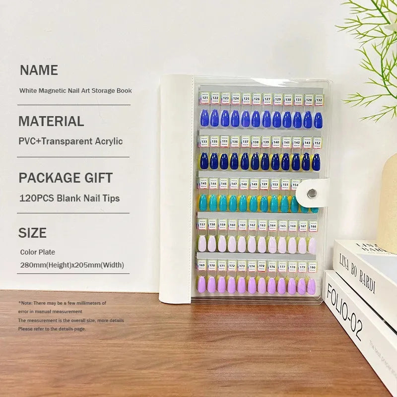 120 180 240Colors Magnetic Nail Art Swatch Book Manicure Test Zpaxo White 120PCS