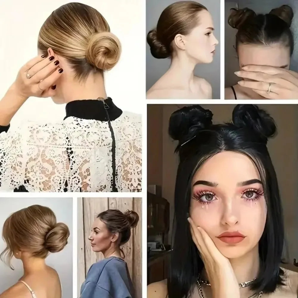 New Fluffy Messy Bun Scrunchies Golden Brown Elastic Rubber Band Synthetic Styling Decoration Donut Chignon for Women Girls Zpaxo