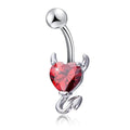 Steel Belly Button Ring Heart Cubic Zirconia Cute Devil Design Daily Zpaxo A3
