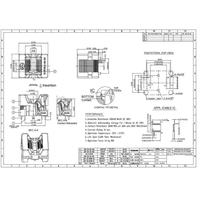652F SSOP20 To DIP20 Chip Adapter Socket, 0.65mm Pitches, 20Pin Interfaces, 4.4mm Width, Suitable For High Density Layouts Zpaxo