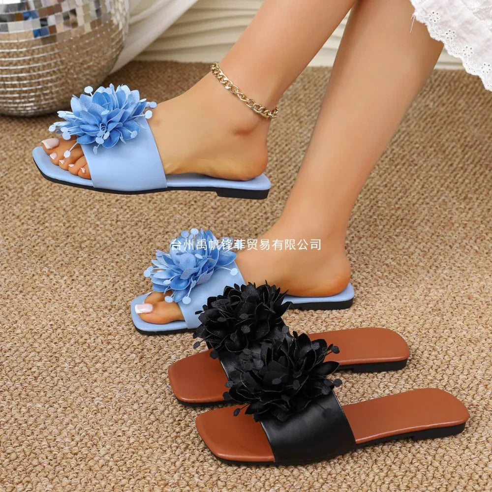 2026 Women Flower Slippers Casual Walking Shoes Female Summer Fashion