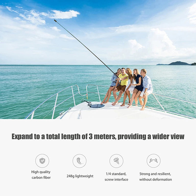 3meter Carbon Fiber Invisible Extended Edition Selfie Stick