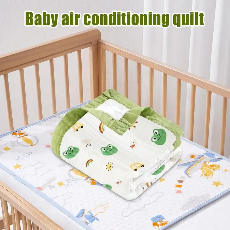 Muslin Blanket Crib Blankets For Toddler Breathable Lightweight Air Conditioning Quilt Cartoon Patterns Soft Fabric For Playtime Zpaxo