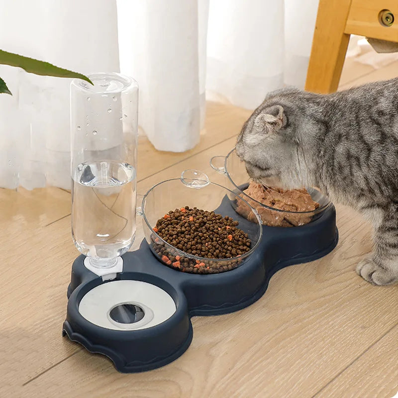 Double Pet Bowl Automatic Water Dispenser Non-slip Cat Dog Food Easy