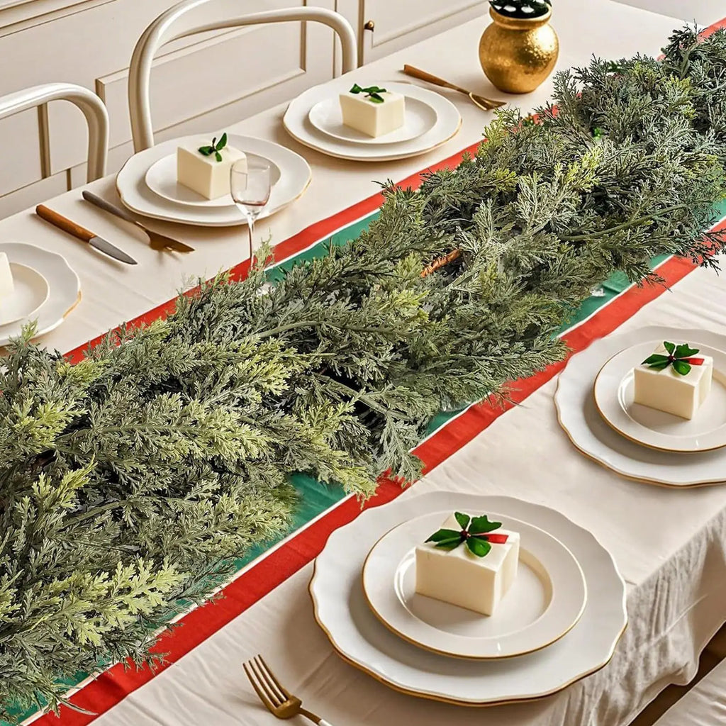 Christmas Garland Artificial Cedar Pine Realistic Foliage Winter