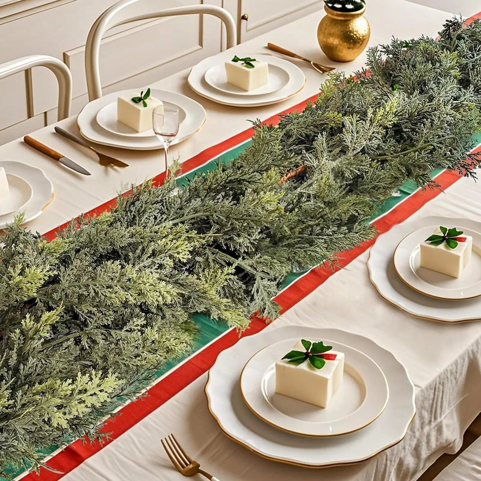 Christmas Garland Artificial Cedar Pine Realistic Foliage Winter
