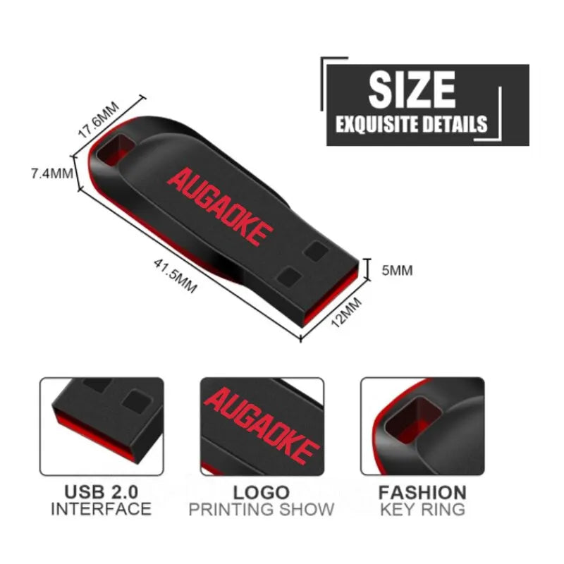 AUGAOKE USB Flash Drive 32GB 64GB 128GB for PC High Speed USB Flash Drive 128GB USB 2.0 TYPE-C 32GB 64GB 128GB Pen Drive Zpaxo