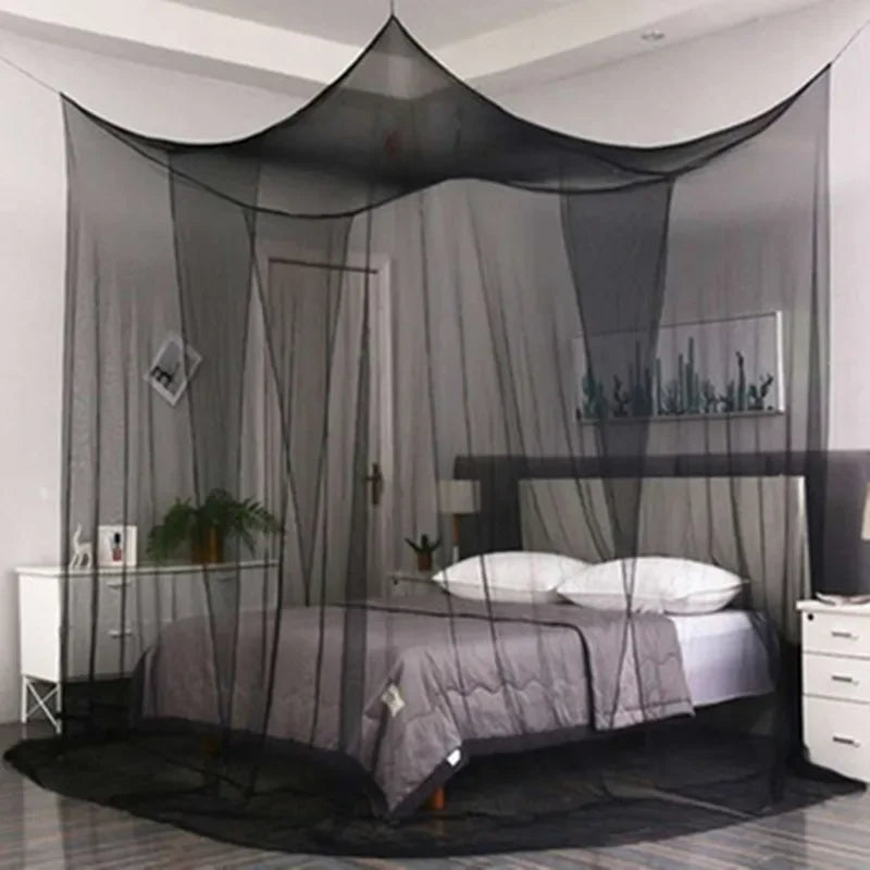 Sexy Mosquito Net Palace Four Door King Queen Double Home Single Bed Zpaxo Black 190x210x240mm
