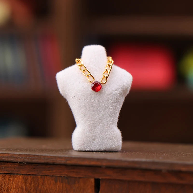 ▶1PCS 1/12 Dollhouse Necklace Display Stand With Necklace Dollhouse Jewelry Stand Dollhouse Accessories Micro Scene Photo Props Zpaxo White