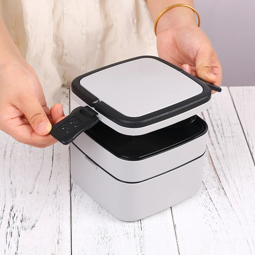 Double Layer Square Lunch Box Portable Bento Box Microwave Safe Food Storage Container for Office School Picnic Zpaxo