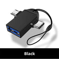 2-in-1 OTG Adapter C Micro USB USB3 0 Female Speed Data Transfer Zpaxo Black