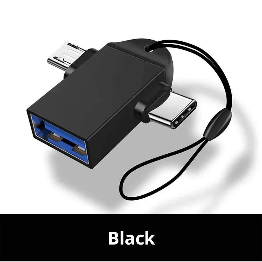 2-in-1 OTG Adapter C Micro USB USB3 0 Female Speed Data Transfer Zpaxo Black