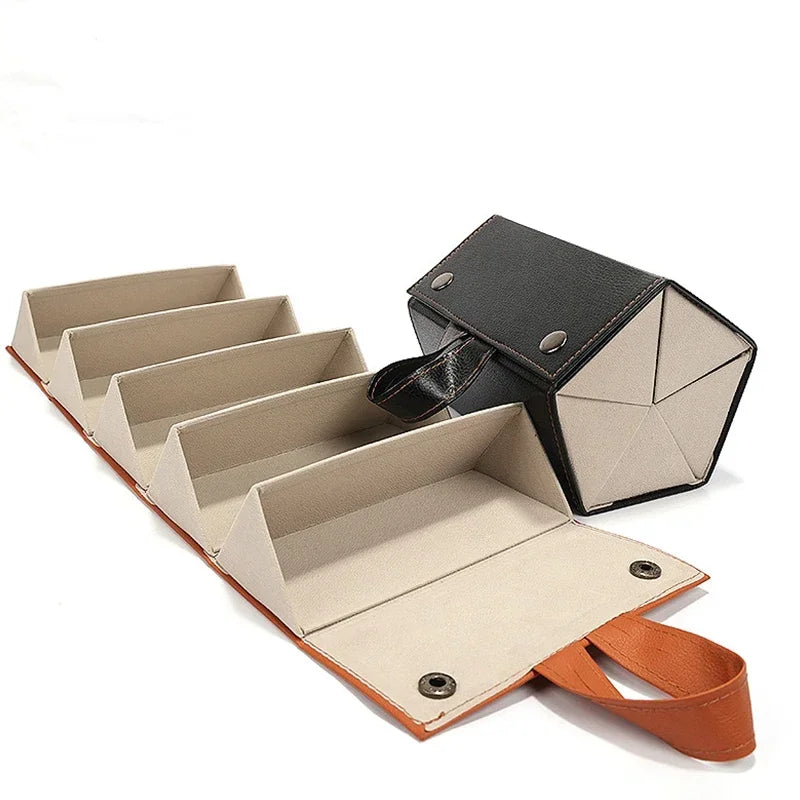 1pc 5 Slots PU Leather Sunglasses Storage Case Portable Foldable Eyeglasses Organizer Display Multi Hanging Eyeglasses Holder Zpaxo