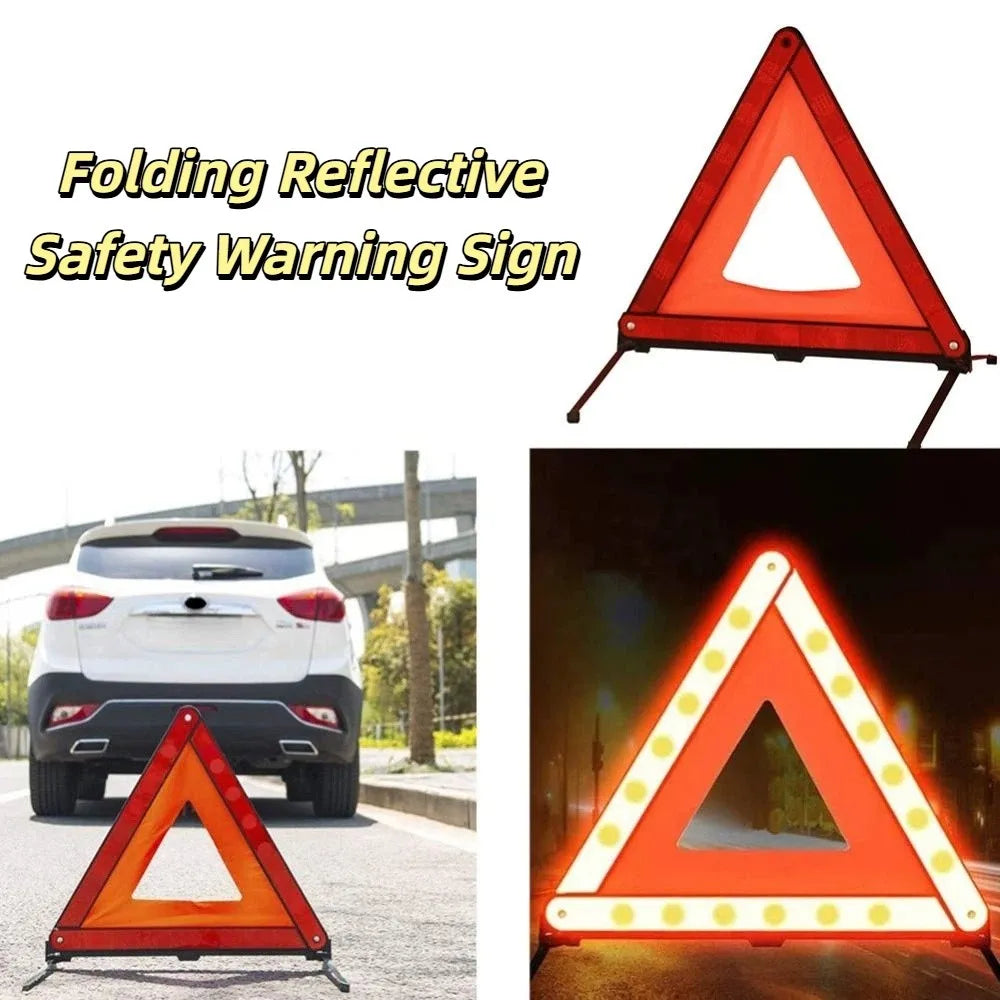Red Reflective Warning Triangles Portable Folding Folding Hazard Triangle Storage Box 43 cm Car Warning Sign Breakdown Rescue Zpaxo