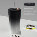 New 600ml Fashion Gradient Coffee Cup Portable Stainless Steel Water Cup with Straw Heat and Cold Insulation Coffee Gift Cup LIY Zpaxo black 600ML