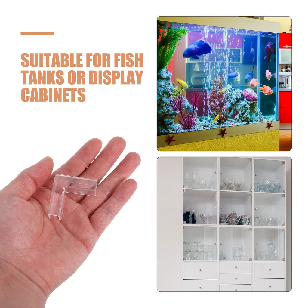 Transparent Plastic Glass Clips Fish Aquarium Fixing Clamps L Shape