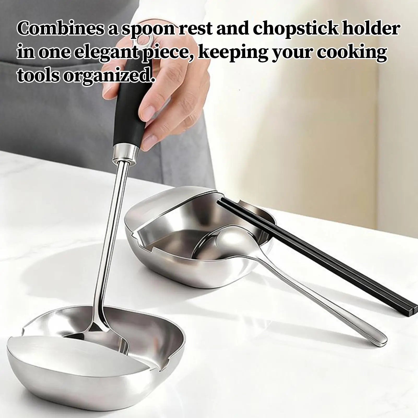 Spoon Rest Kitchen Counter Stainless Steel Stable Base Holder Ladle