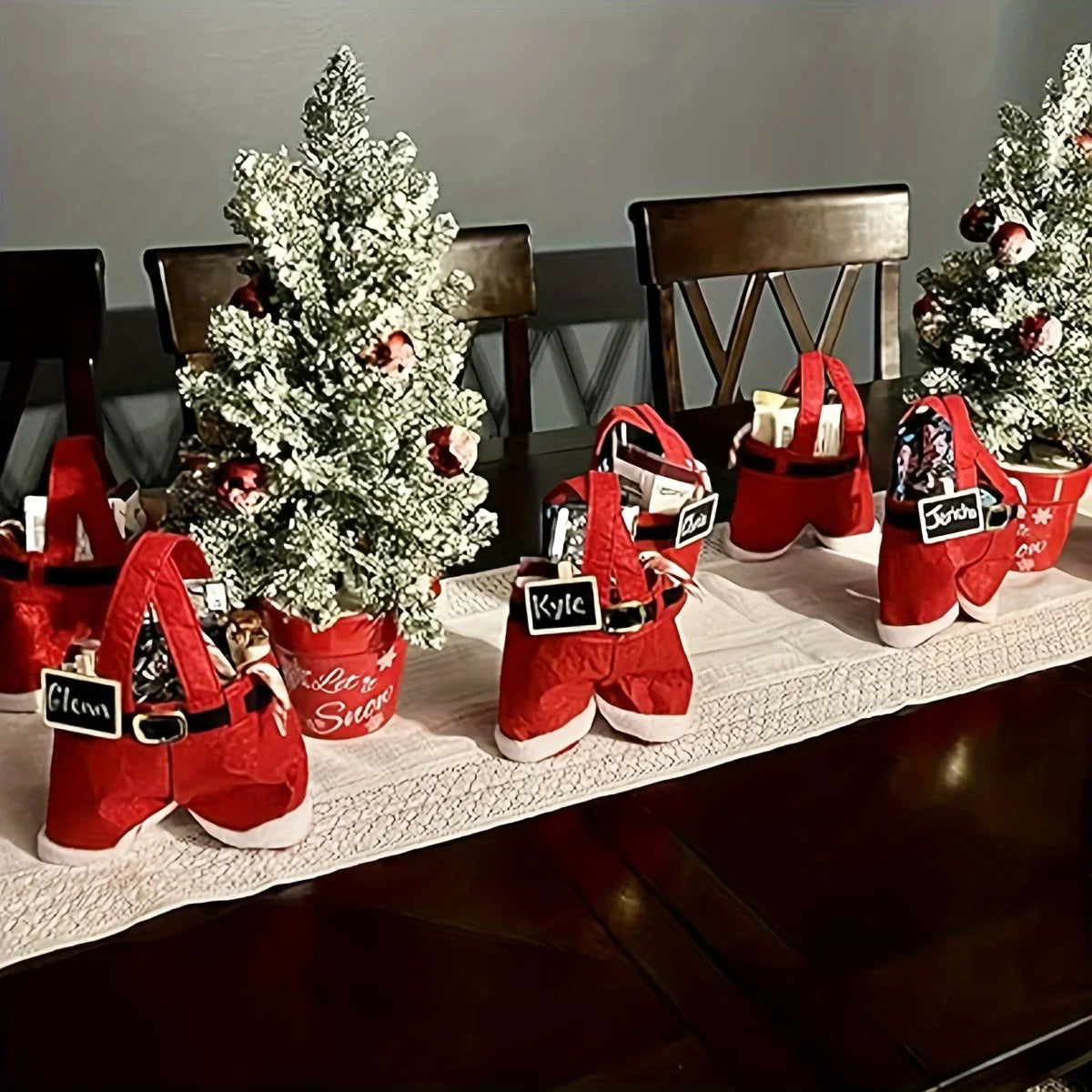 Festive Christmas Candy Bags 6 Pairs Santa Pants Small Perfect Year