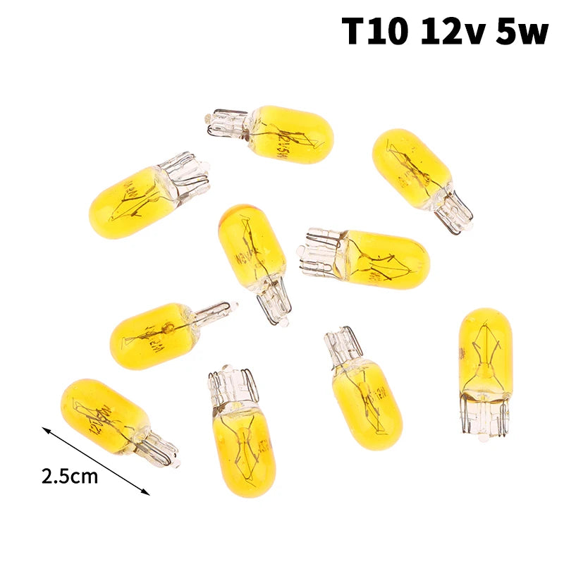 1 2W T5 5W T10 Glass Light Bulb Car Dashboard Instrument Panel Brake Zpaxo 12v Yellow