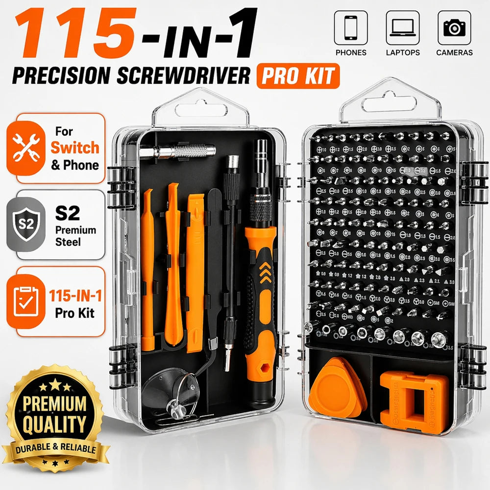Precision Screwdriver Set 115 in 1 Magnetic Repair Tools Extension Flexible Shaft for Phone Switch Laptop Laptop Pc Case Zpaxo