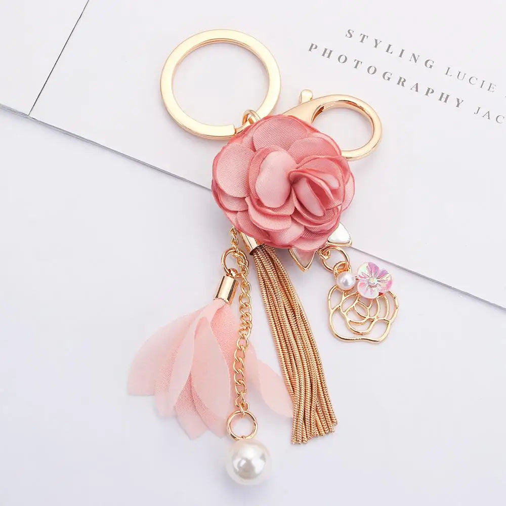 Gifts Charm Pendant Crystal Rose Flowers Jewelry Key Ring Keychain Zpaxo