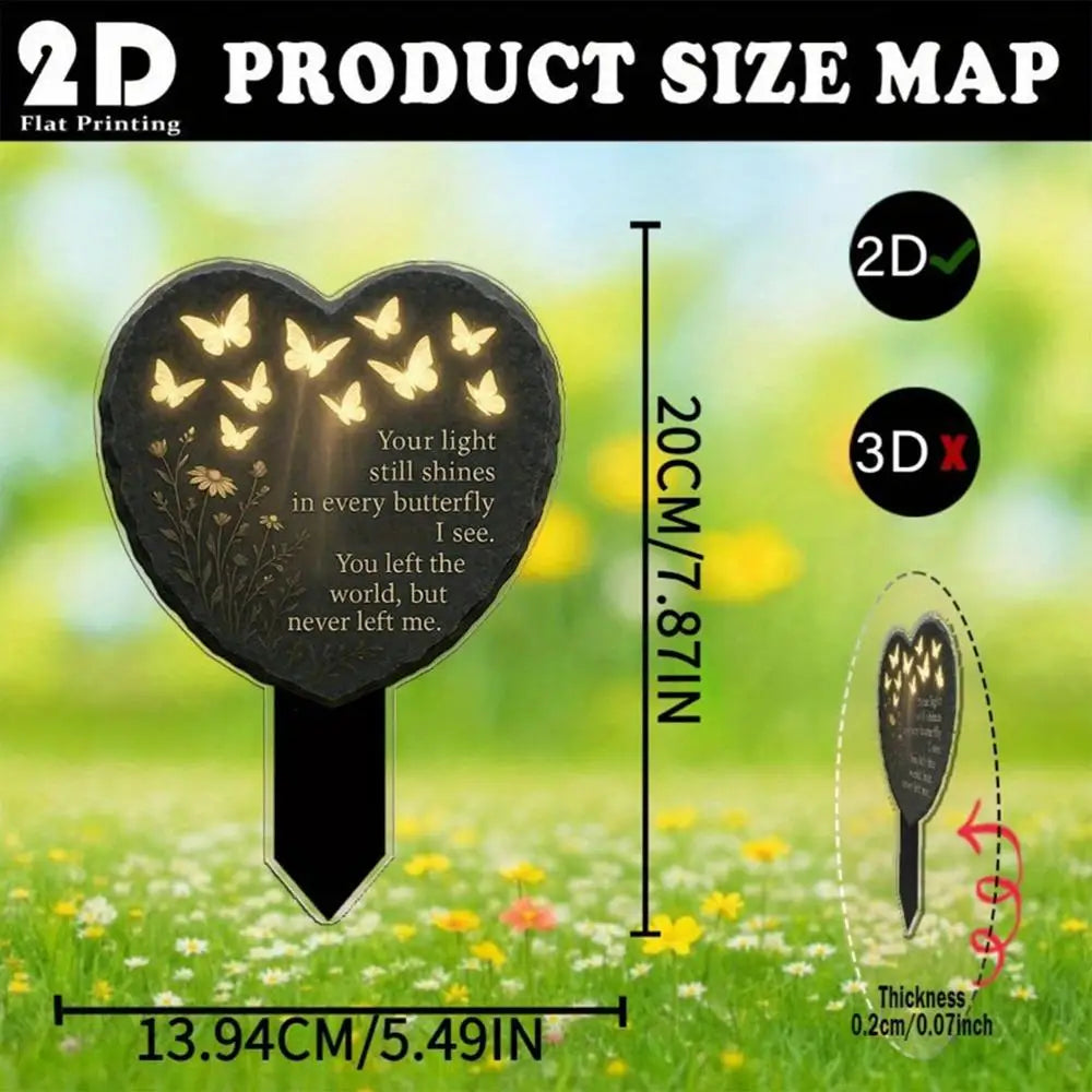 Grave Decorations 2D Acrylic Heart Decoration Butterfly Flower Carved