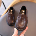 Kids Loafers Slip-on Pu Leather Shallow Black Brown Boys Girls Flat Zpaxo Chocolate 36(insole 21.8cm) China Mainland