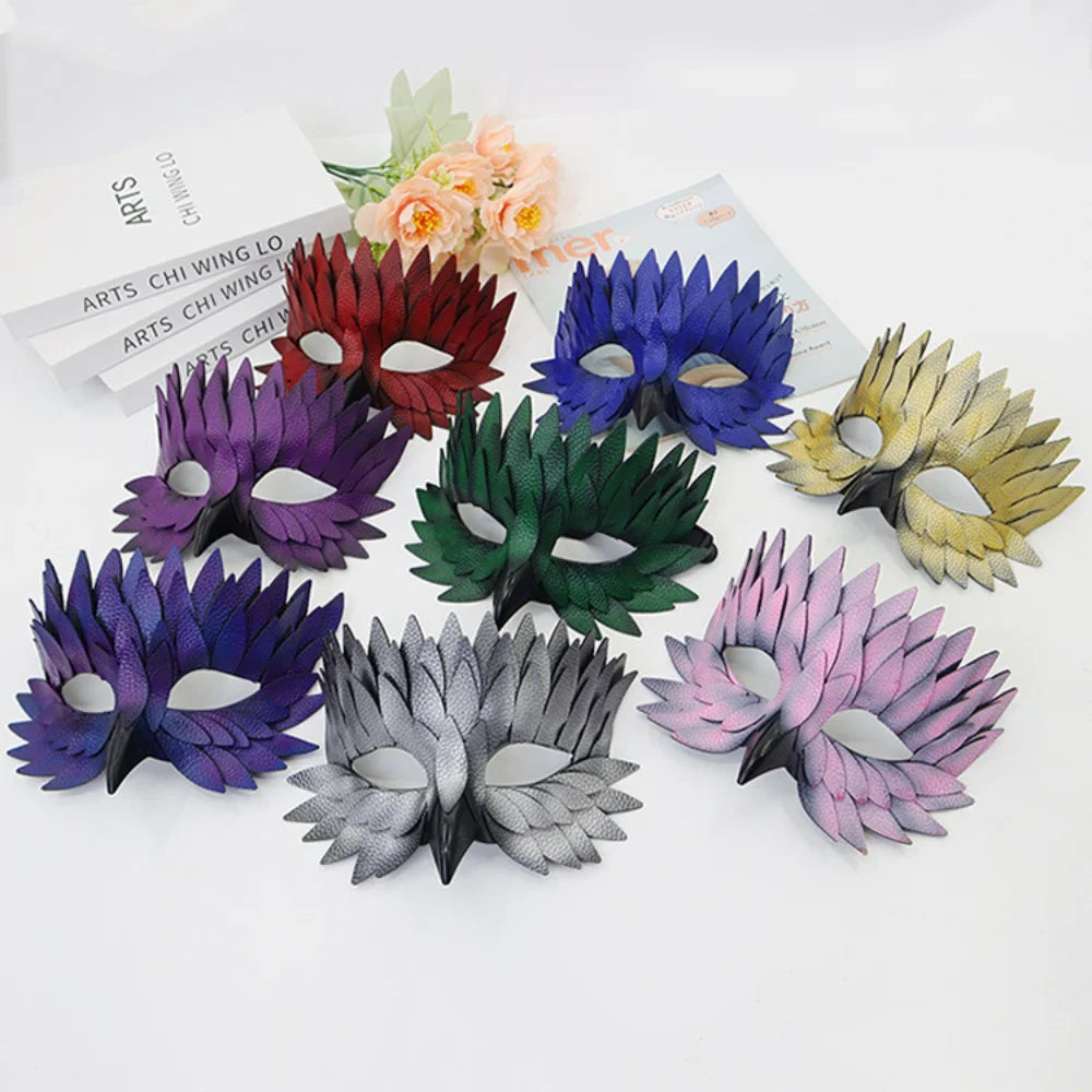 Feather Half Face Mask – Masquerade, Halloween & Costume Party