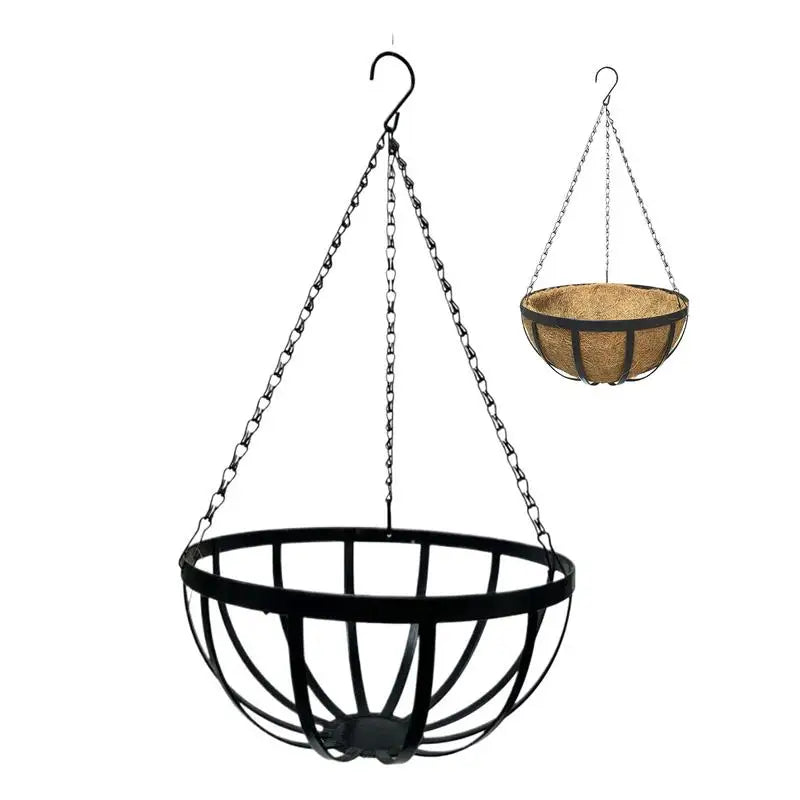 Coconut Brown Round Iron Chain Hanging Basket Flower Pot, European Creative Meat Green Plant Hanging Blue Flower Pot Zpaxo