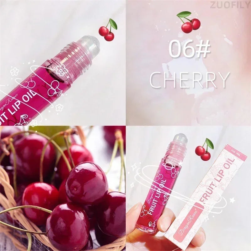 6 Colors Fruit Essence Lip Balm Roll-on Lip Oil Moisturizing Mirror Lipstick Transparent Hydrating Lip Gloss Long-Lasting Shine Zpaxo 06
