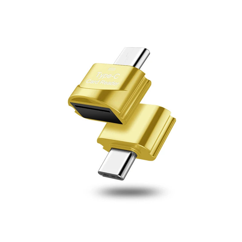 Portable USB 3.1 Type-C to Micro-SD TF Smart Adapter Mini High Speed Card Reader For Watching Movies And Transferring Documents Zpaxo Gold