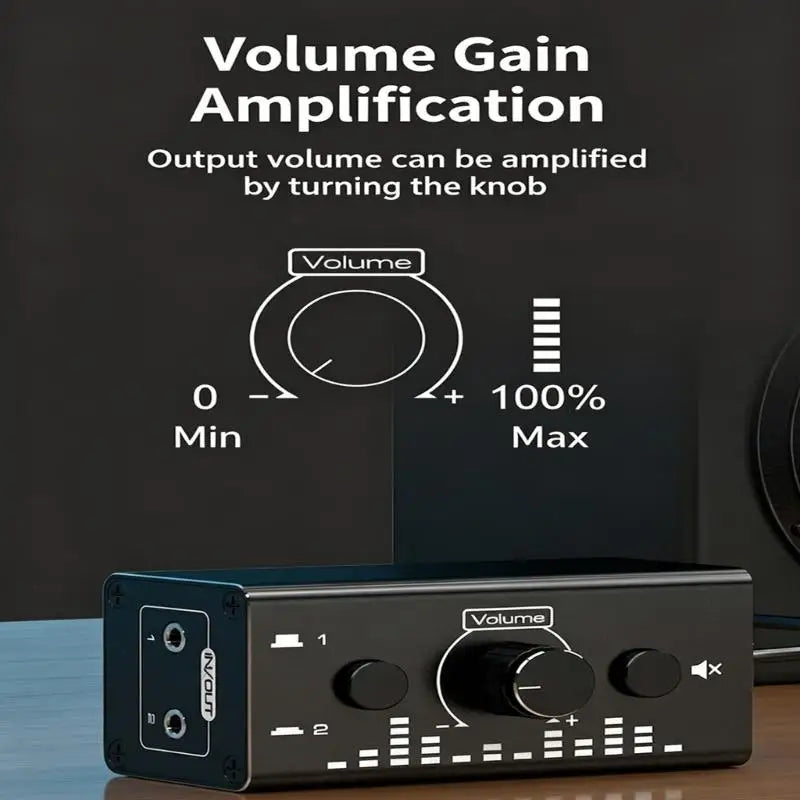 652F Portable Bidirectional Stereo Sound Selectors Box Volumes Dials Zpaxo