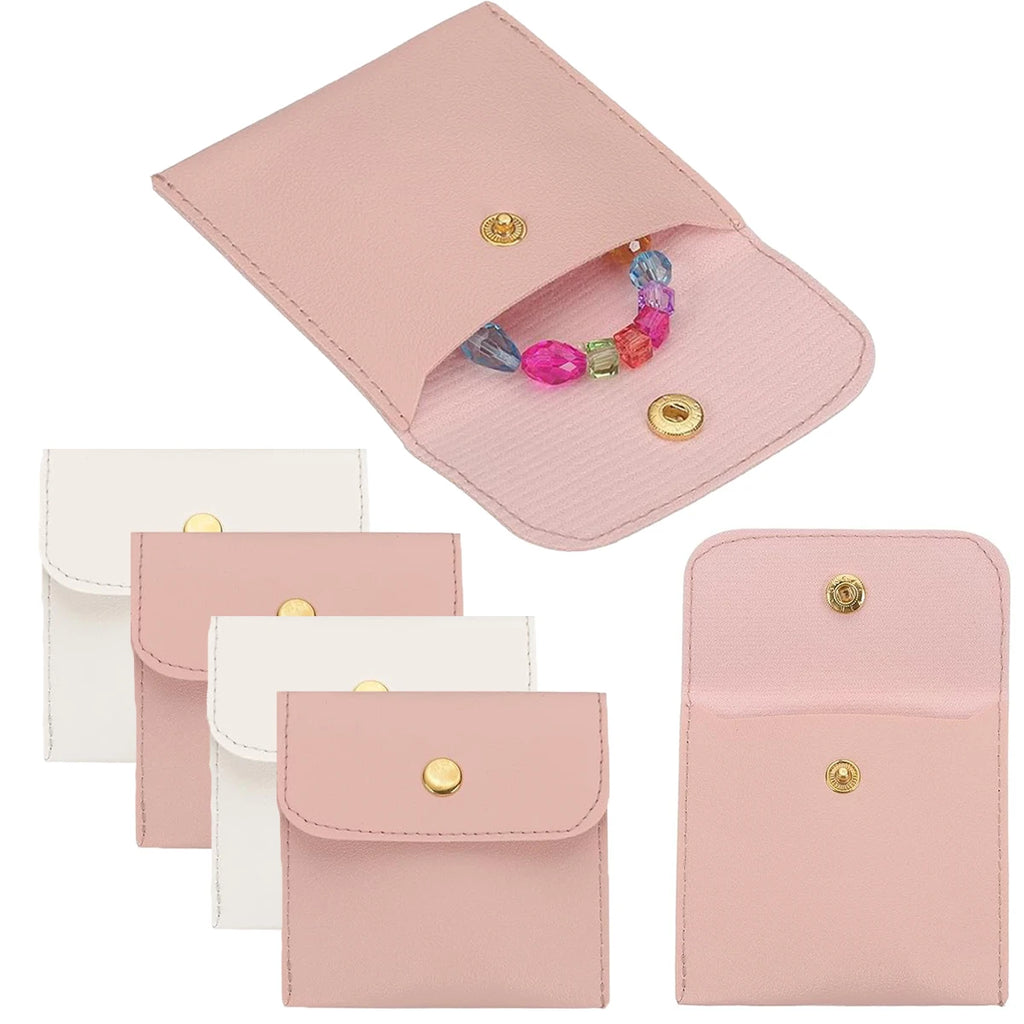 PU Leather Jewelry Pouches – Snap Button Travel Organizer 6/12 Pack