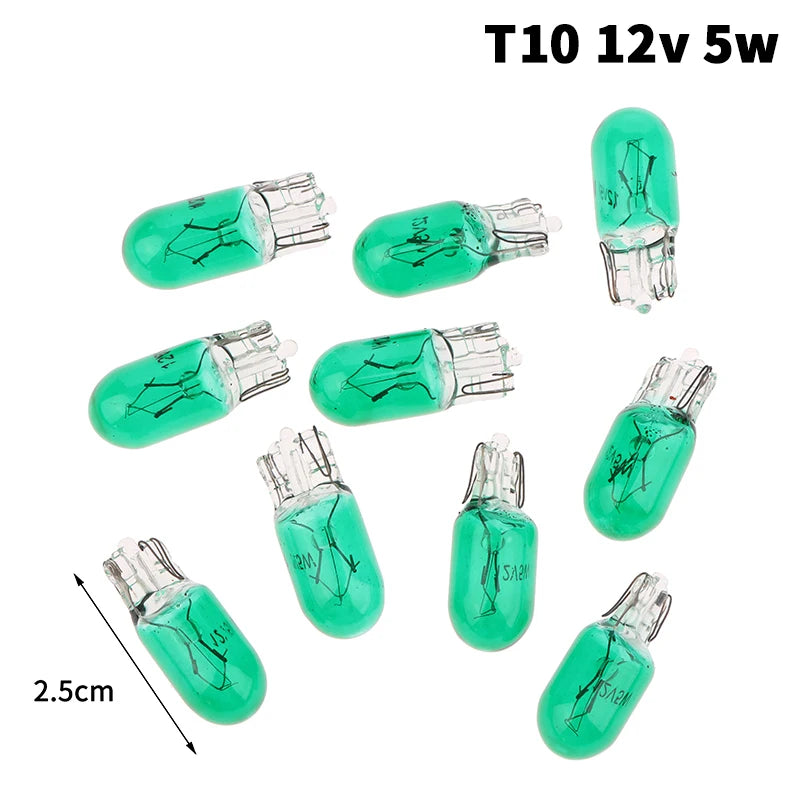 1 2W T5 5W T10 Glass Light Bulb Car Dashboard Instrument Panel Brake Zpaxo 12v Green