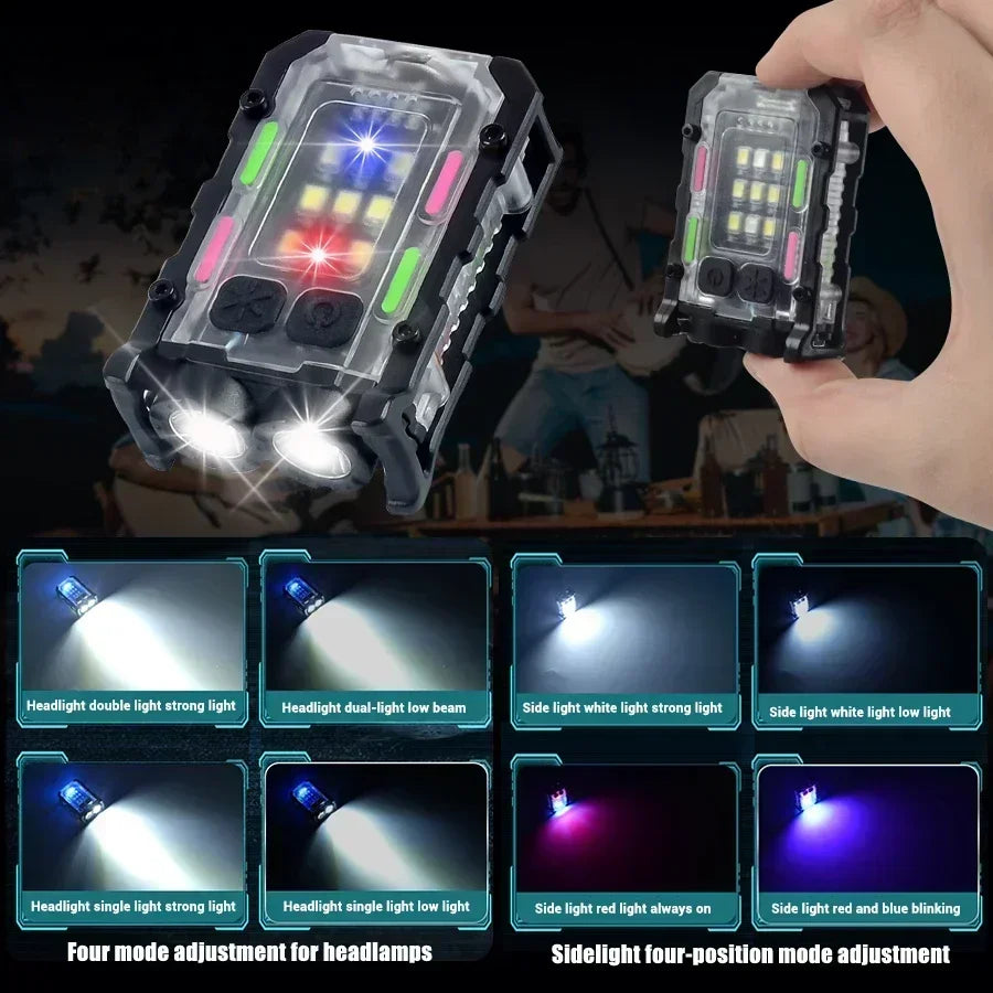 Mini USB Rechargeable LED Keychain Flashlight – 8-Mode EDC Torch