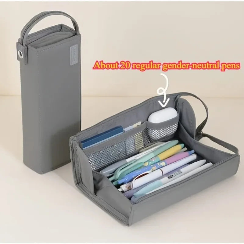 Mega Pencil Case 20+ Slots Mesh Pockets Rigid Non-bend 90 Zipper