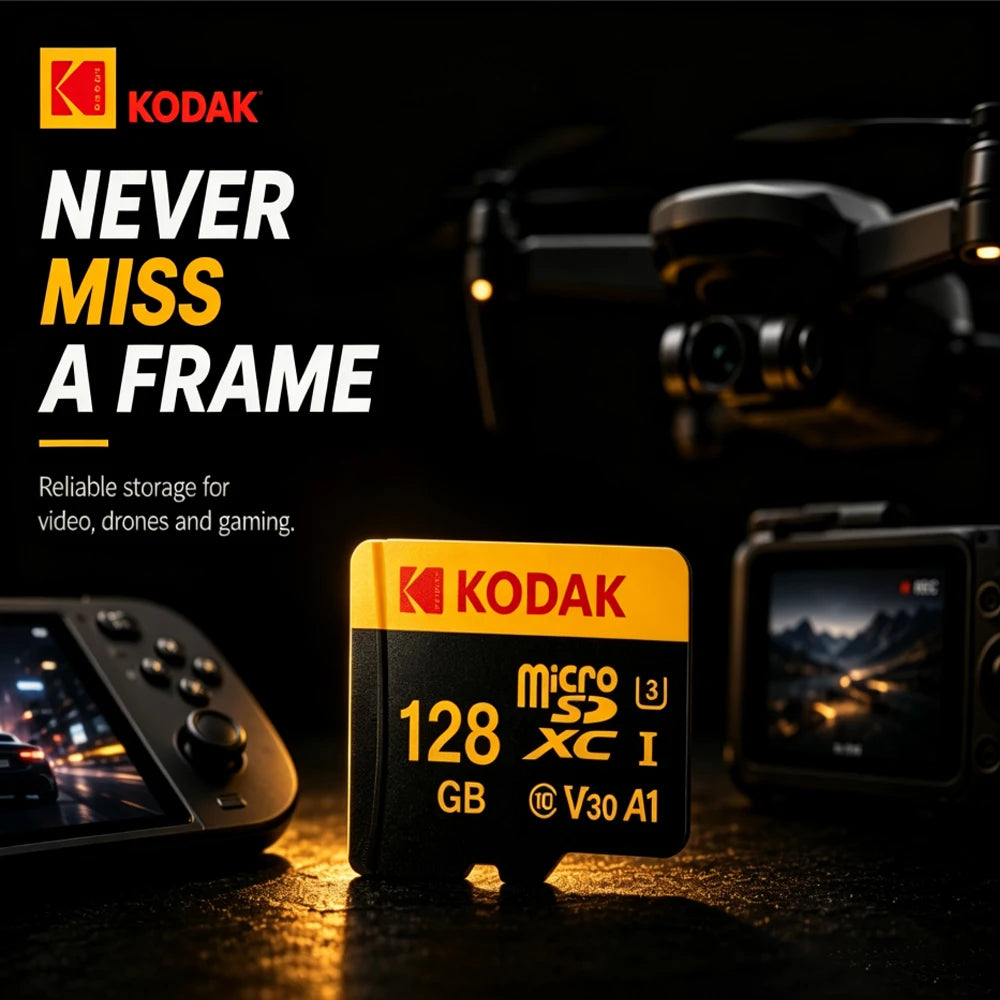 Kodak Micro SD Card 32 64 128 256GB U3 A1 V30 Class 10 High Speed TF Card for Gaming Phone Camera Drone Dash Cam with SD Adapter Zpaxo