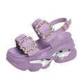 European Rhinestone Buckle Thick Bottom Higher Slope Heel Sponge Cake Zpaxo Purple1 sandals 39 China Mainland