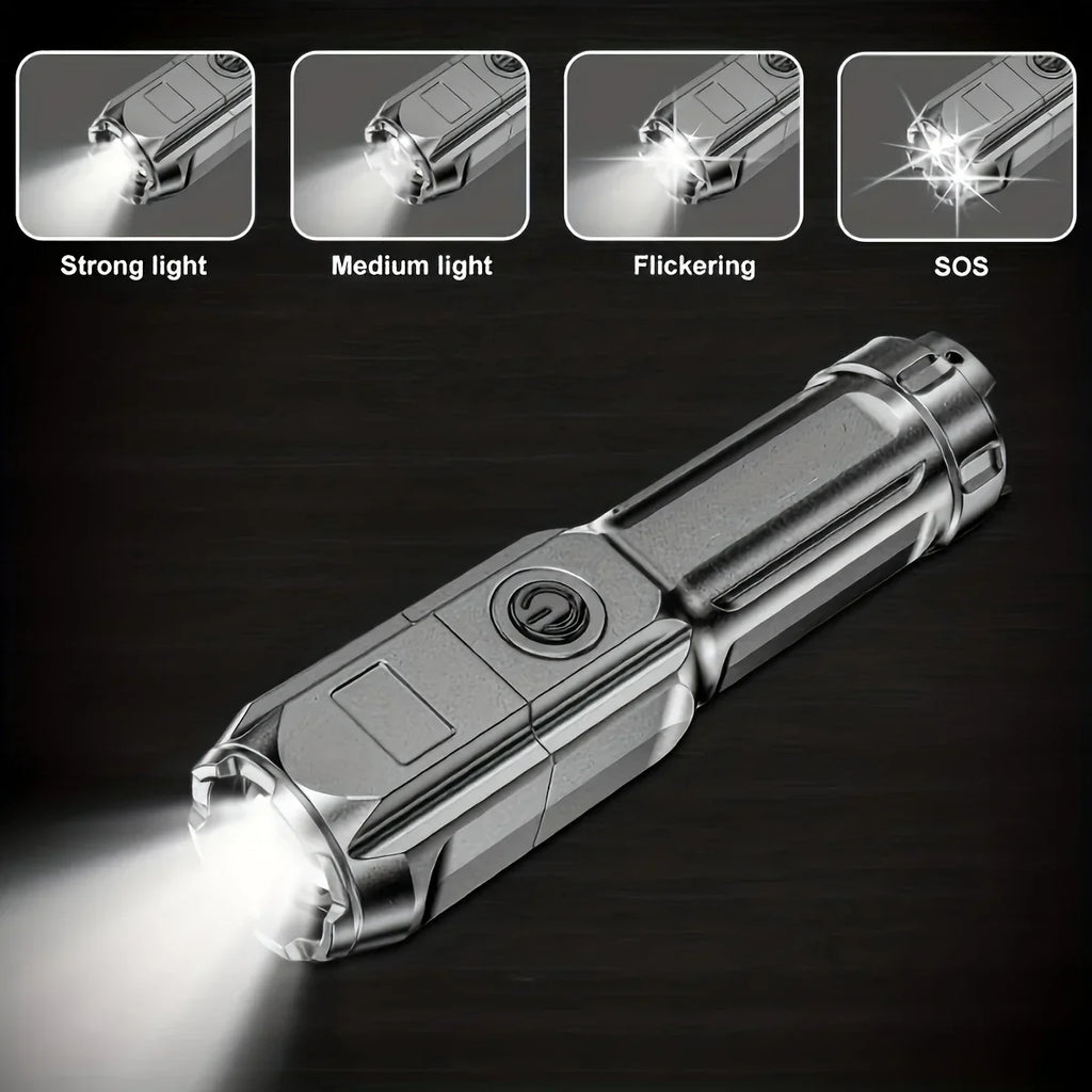 USB Rechargeable Zoomable LED Flashlight – Waterproof Tactical Torch