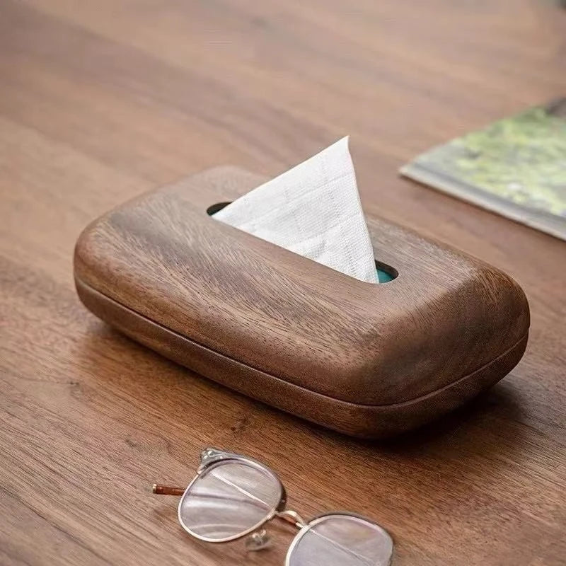 Chinese-Style Solid Wood Tissue Holder – Walnut Tabletop Box Wood Tissue Box Holder Zpaxo