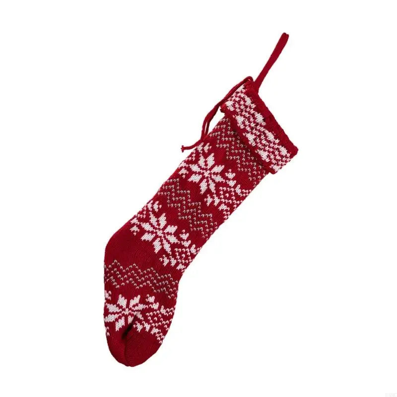 Knit Snowflake Christmas Hanging Socks Stockings Candy Bag