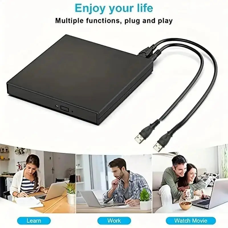USB External CD DVD Drive, USB 2.0 Slim Protectable External CD-RW Drive DVD-ROM Burner Player for Laptops PC Desktop Computer Zpaxo