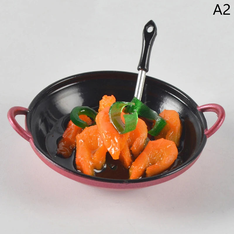▶1PCS Dollhouse Mini Metal Cooking Pot with Food Simulation Kitchen Utensils Model Doll House Decoration Miniature DIY Accessori Zpaxo A2