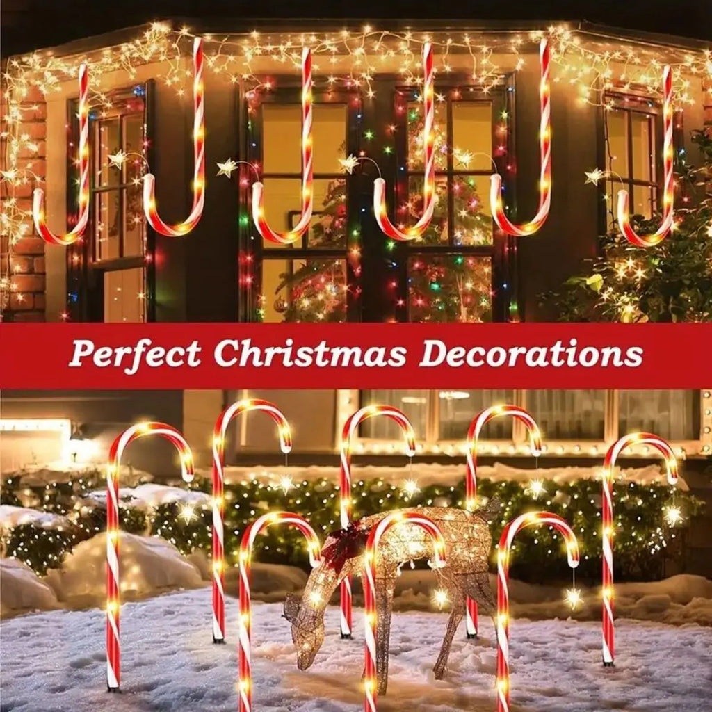 Christmas Decorative Cane Light Solar Courtyard 8-Mode Lighting Zpaxo