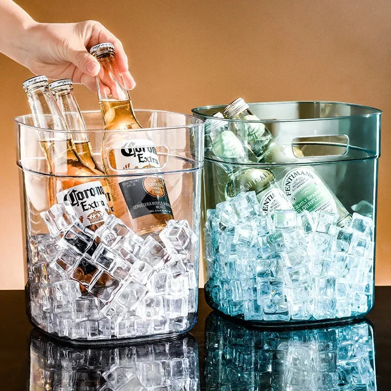 Transparent Plastic Ice Bucket – Portable Champagne Bar Bucket Ice Bucket Zpaxo