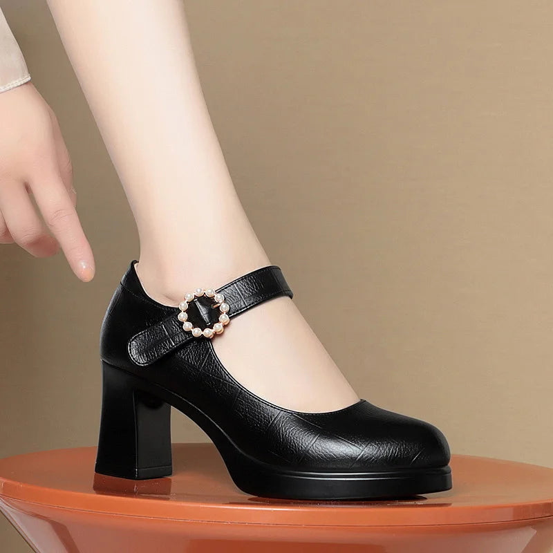 CINESSD Heel Office Shoes Elegant Middle Ladies Work Profession Women Zpaxo