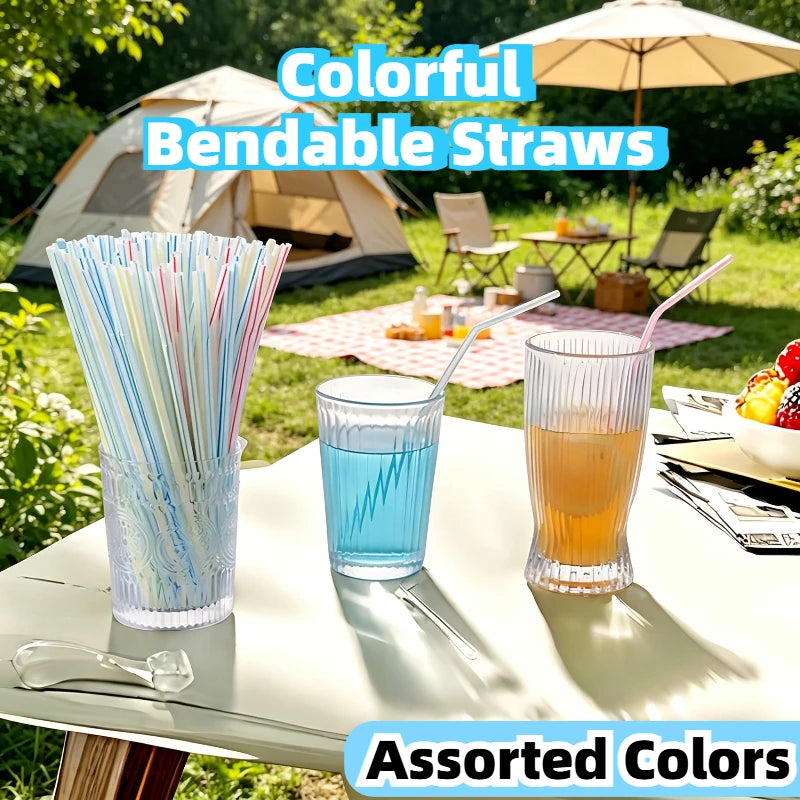 100Pcs Colorful Bendable Straw Drinking Kunststof Straw for Milk Tea Bar Party Rietjes Drinking Wedding Kitchen Beverage Straws Zpaxo