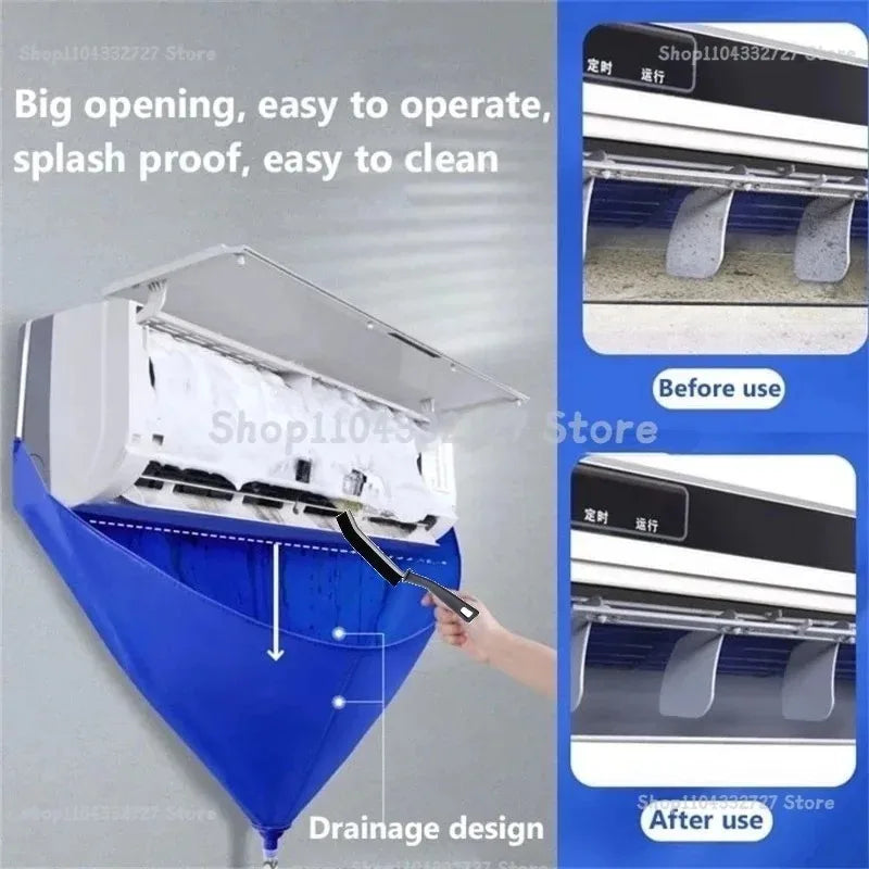 Air Conditioner Cleaning Cover Cleaning and Disinfection Cleaning Set with Drainage Pipe Summer Cleaner Brush HangingWashing Bag Zpaxo