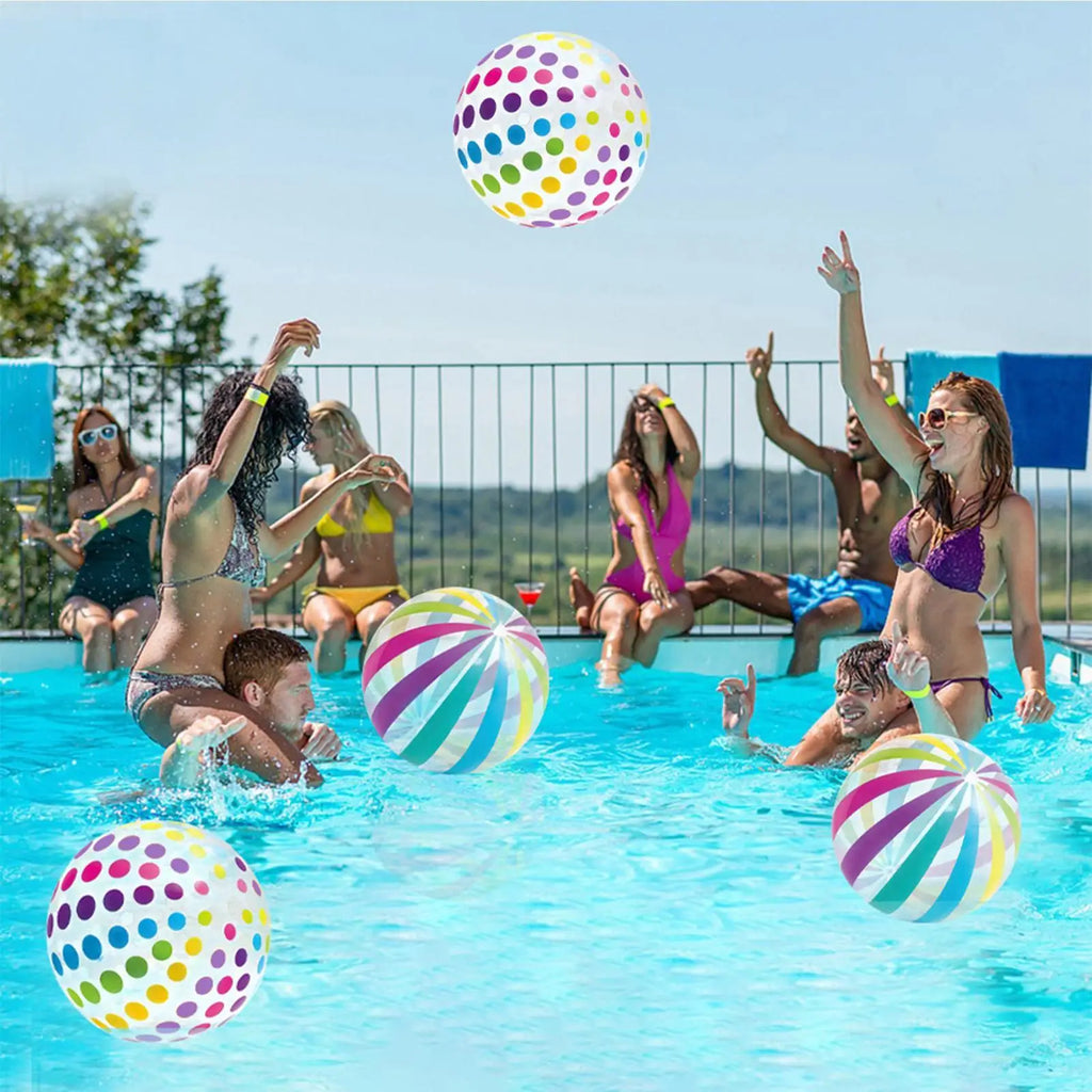 Inflatable Beach Ball Air Pump Colorful Pool Toys Kids Adults Sand
